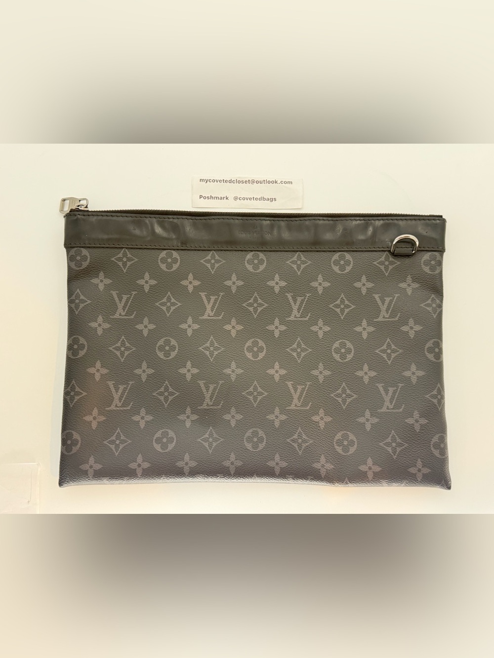 Louis Vuitton Monogram Eclipse Discovery Pochette GM w/Entrupy COA